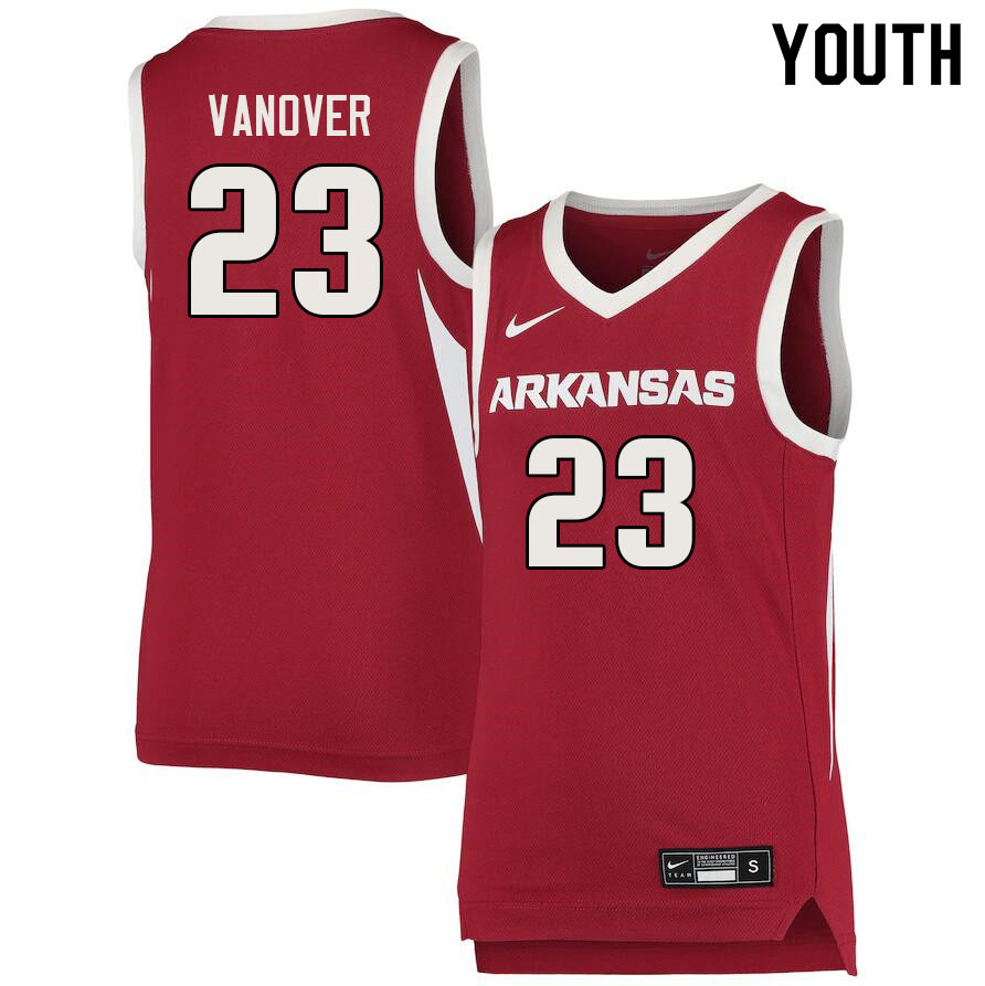 Youth #23 Connor Vanover Arkansas Razorbacks College Basketball Jerseys Sale-Cardinal